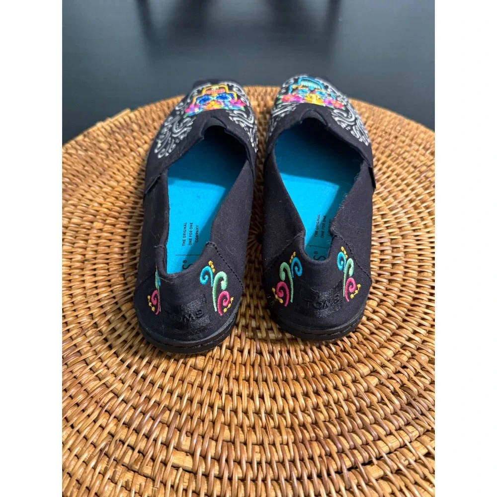 Toms Womens Day of the Dead Sugar Skull Embroidered Canvas Alpargata Flats  7